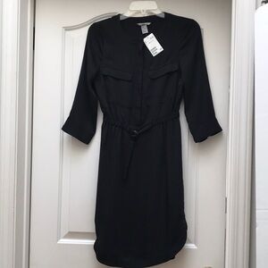 H&M Black Wrap Tie Front Sheath Dress